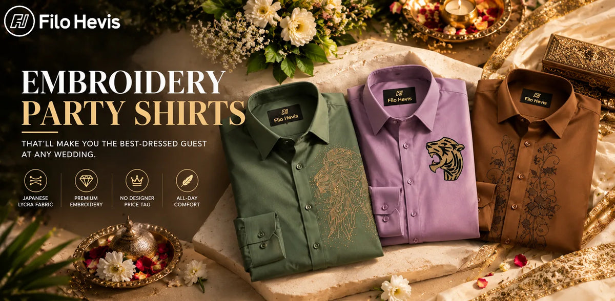 embroidered party shirts, wedding guest outfit men