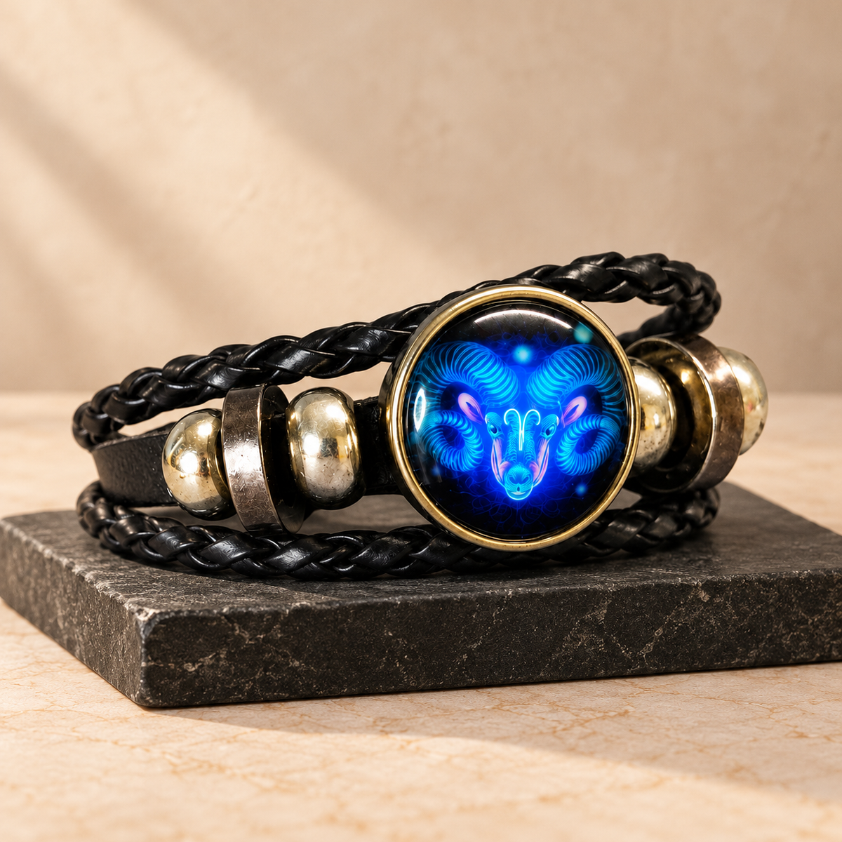 Aries (Mesh) Rashi Luminous Faux Leather Bracelet | Zodiac band