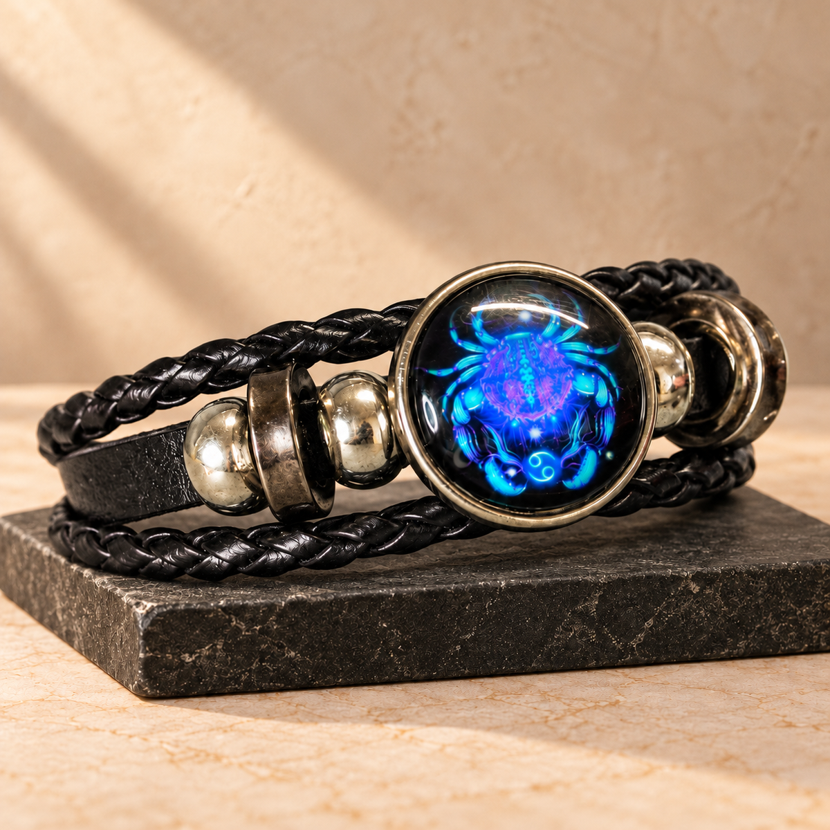 Cancer (Kark) Rashi Luminous Faux Leather Bracelet | Zodiac band