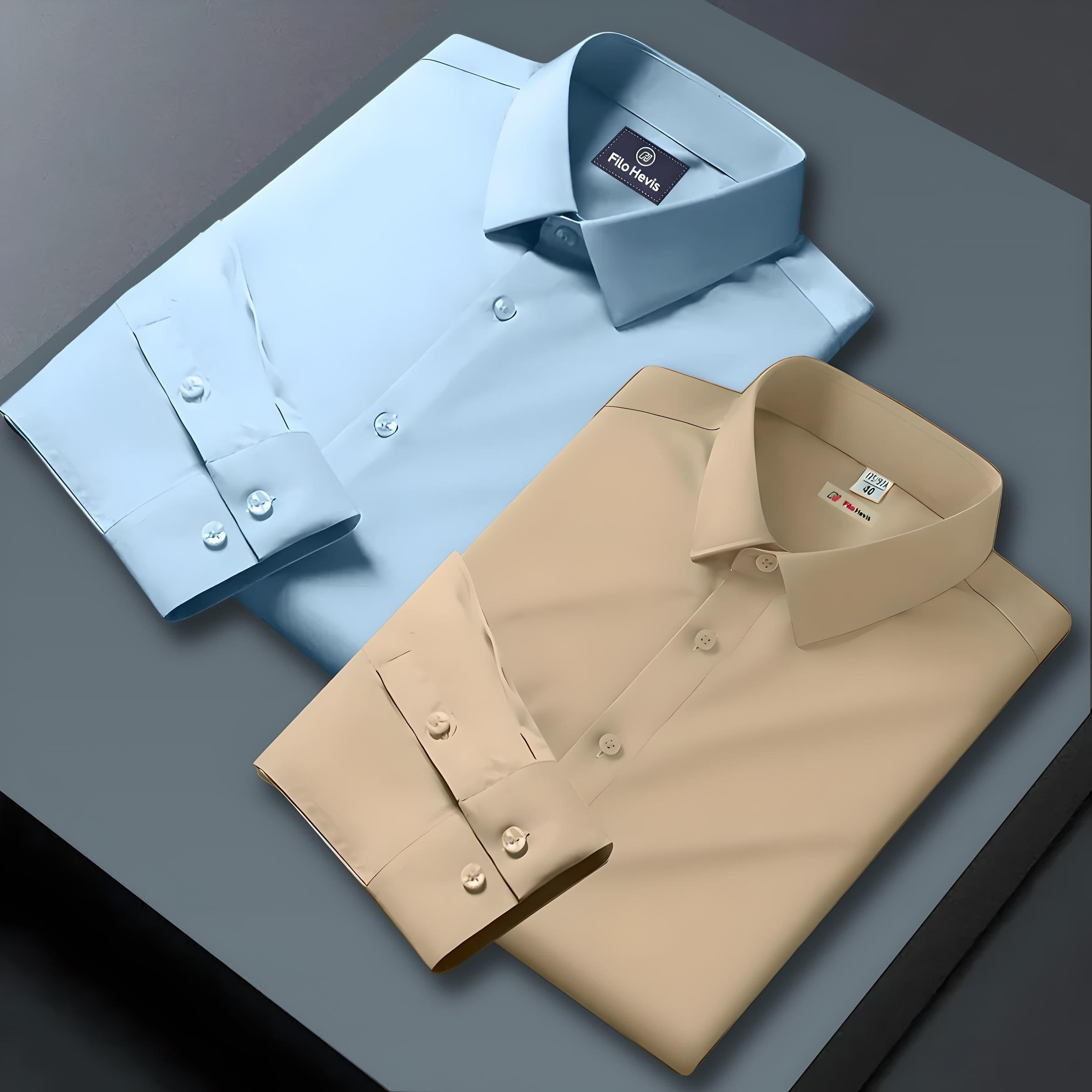 Combo of 2 Formal shirts Sky Blue & Cream Colour My Store