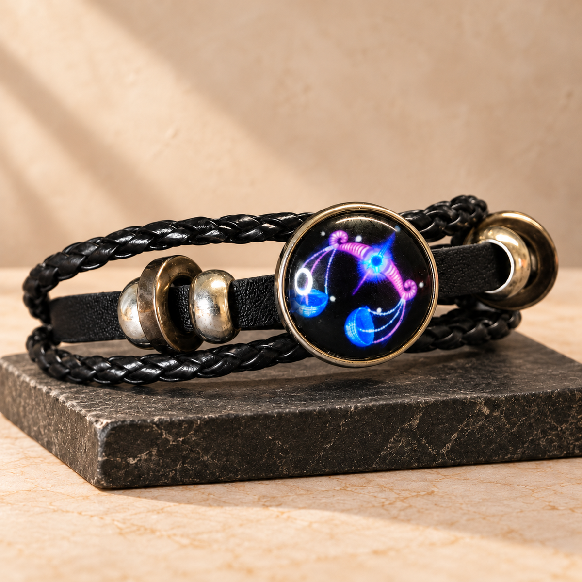 Libra (Tula) Rashi Luminous Faux Leather Bracelet | Zodiac band