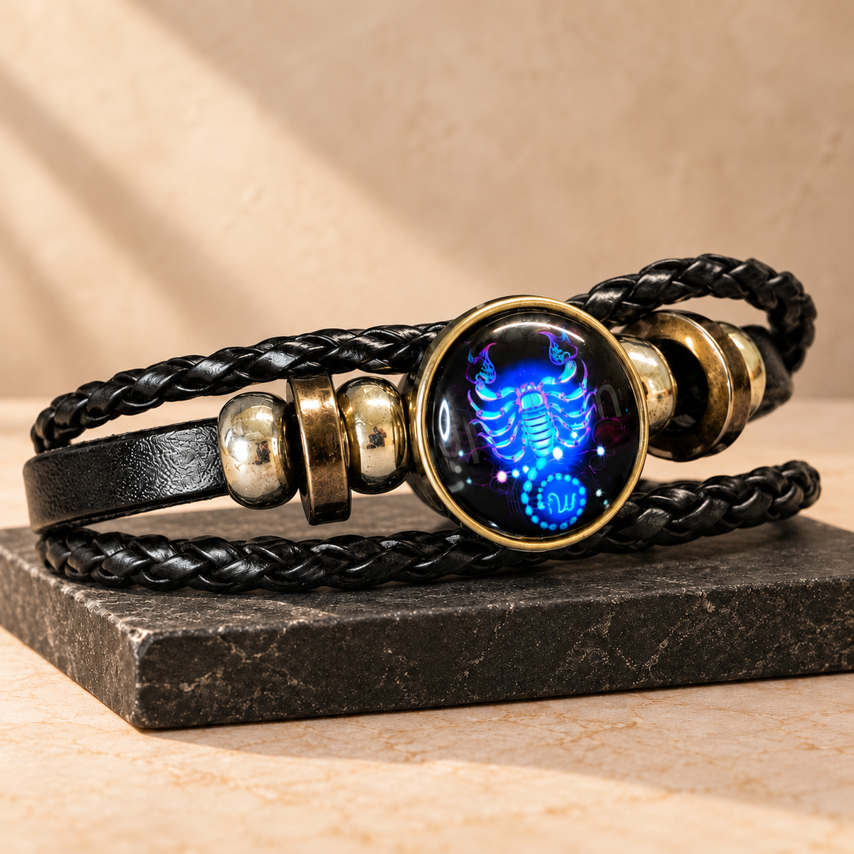 Scorpio (Vrishchik) Rashi Luminous Faux Leather Bracelet | Zodiac band