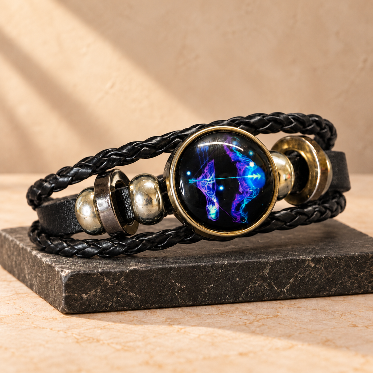 Sagittarius (Dhanu) Rashi Luminous Faux Leather Bracelet | Zodiac band