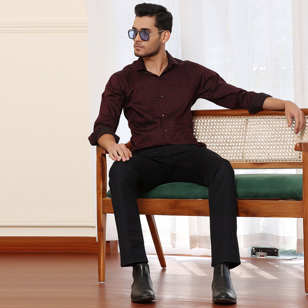 PRINTED SHIRTS | FORMAL & CASUAL SHIRTS FOR MEN | PRINTS SHIRT-MAROON