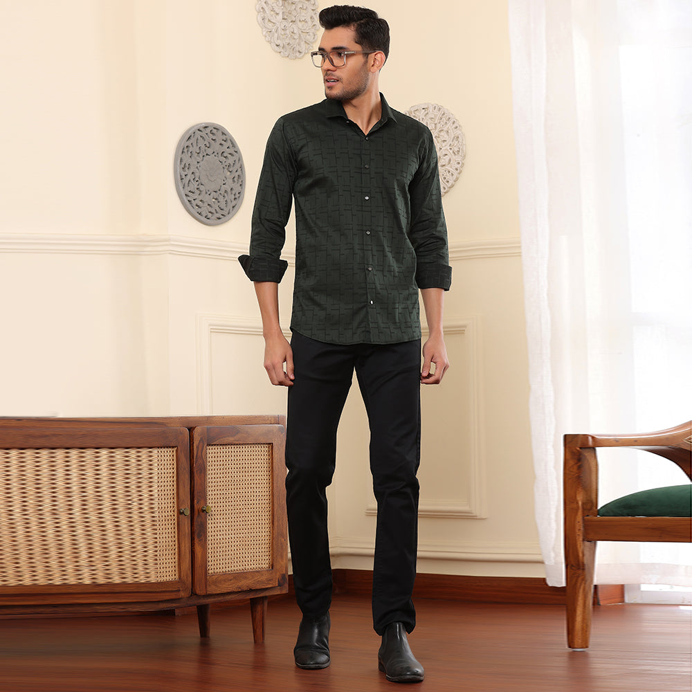 PRINTED SHIRTS | FORMAL & CASUAL SHIRTS FOR MEN | PRINTS SHIRT-DARK GREEN