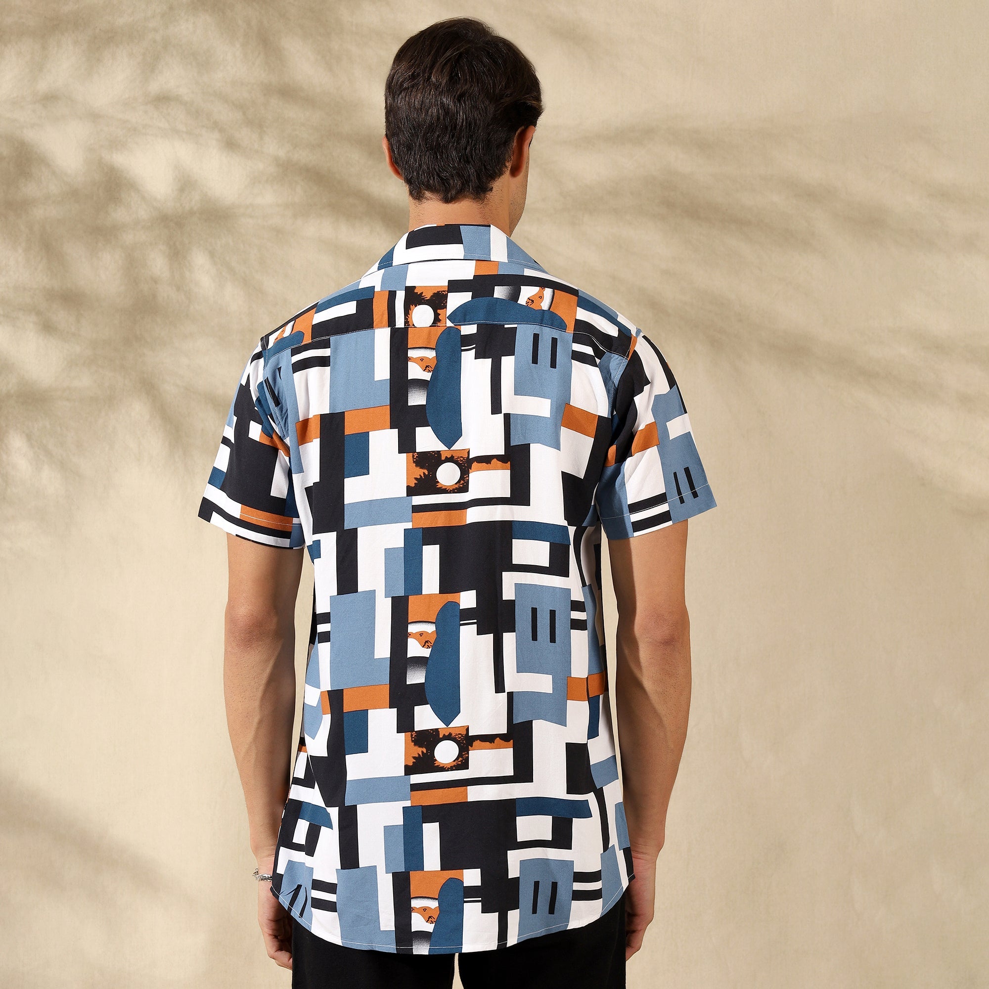 BLUE HALF CASUAL PRINTED COTTON SHIRT REGULAR FIT FOR MEN Filo Hevis