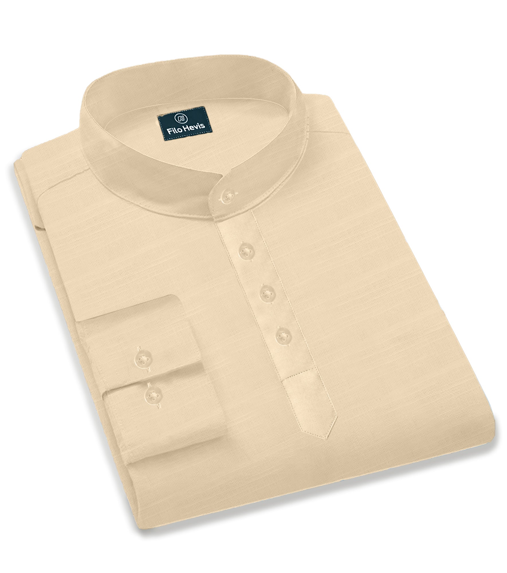 Cotton Chinese Collar Short Kurta for Men | Traditional Nehru Ethnic Shirts | Daily Wear-Cream