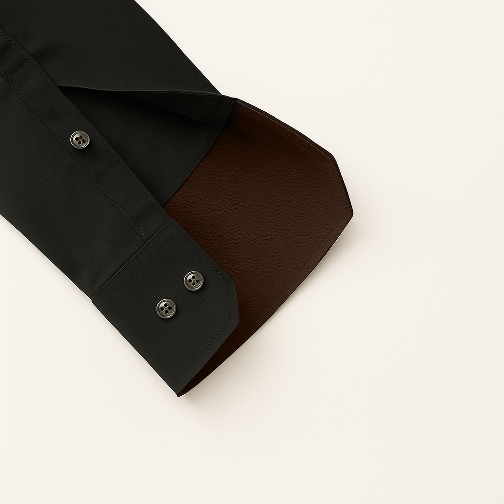 Men’s Premium Black Shirt | Spread Collar | Comfort-Stretch Fabric | Contrast Inner Collar / Cuff