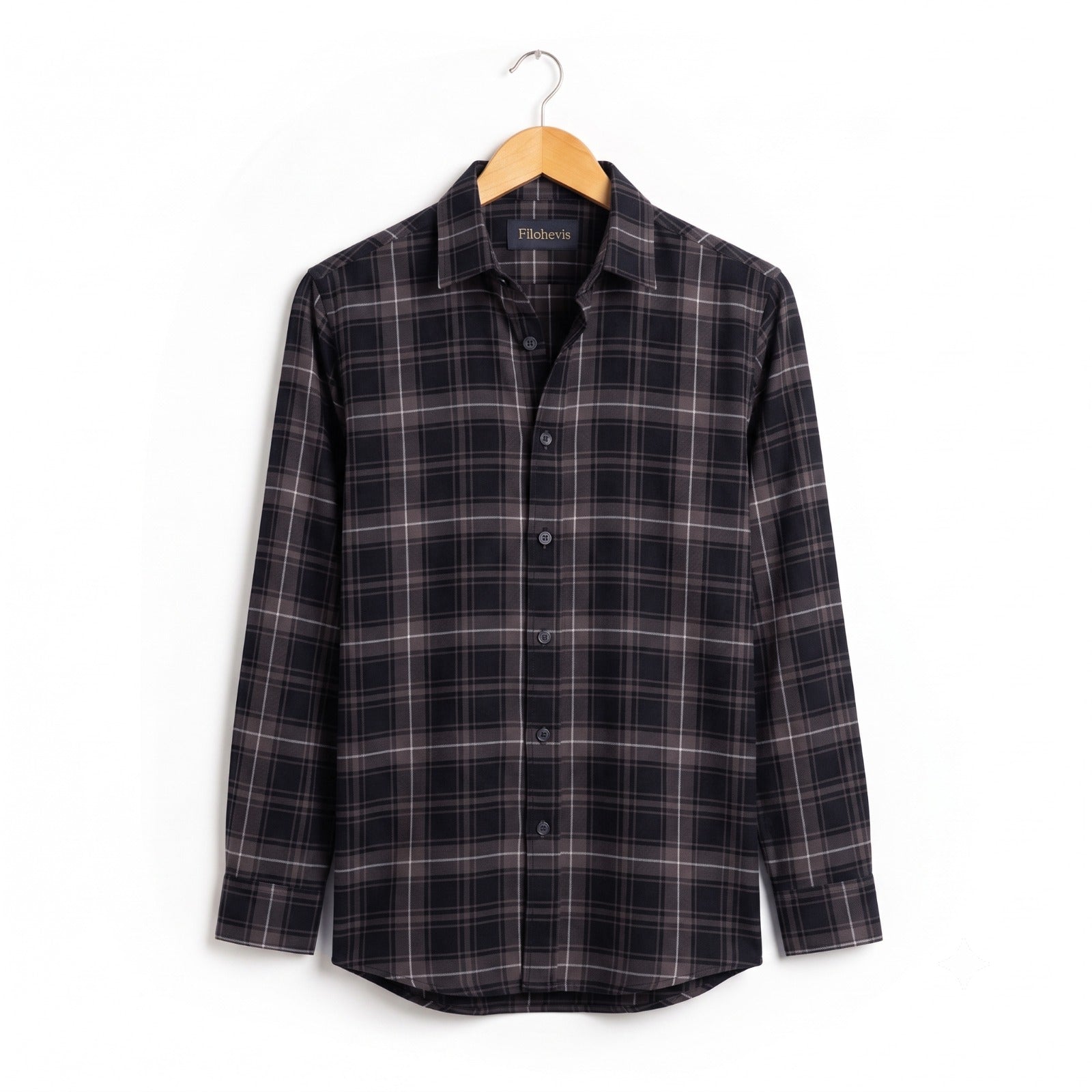 FORMAL COTTON CHECK SHIRTS FOR MEN - Light purple Plaid (Long Sleeve) Filo Hevis