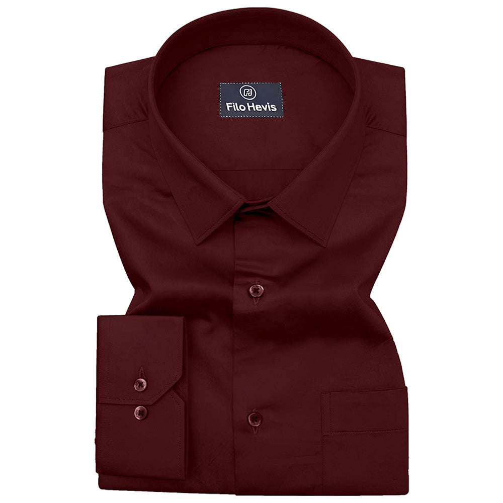 Single pocket 100% cotton formal shirts - Maroon