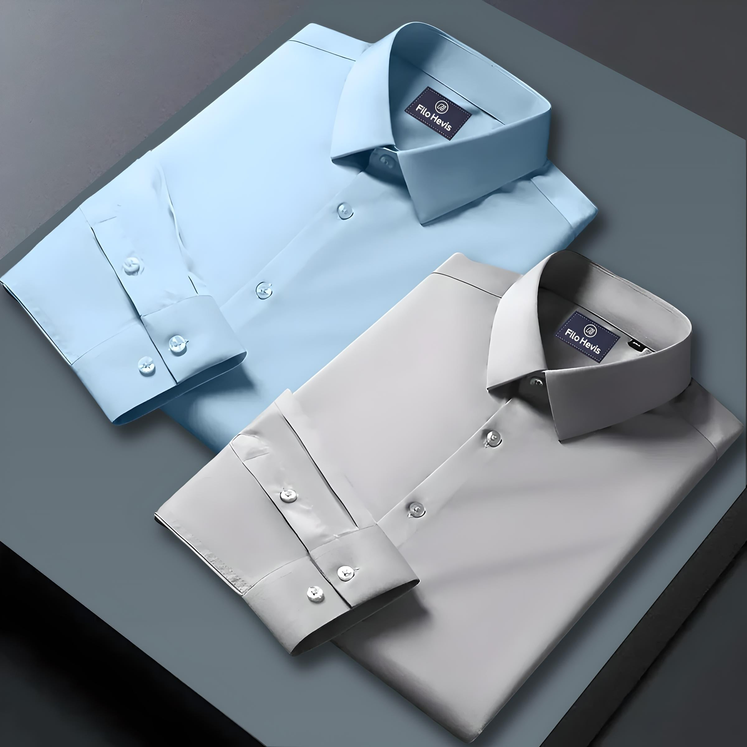 Combo of 2 Formal shirts Sky Blue & Light Grey Colour My Store