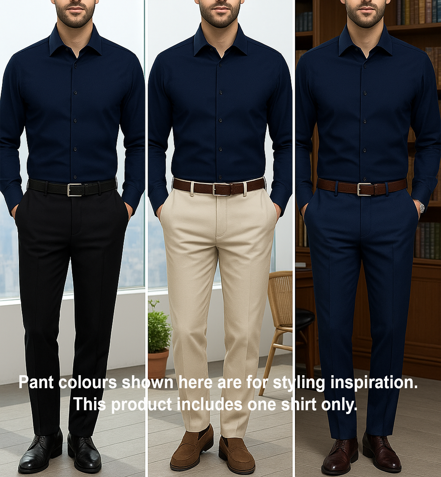 Men's Satin Lycra formal Full Sleeve Shirt Navy Blue