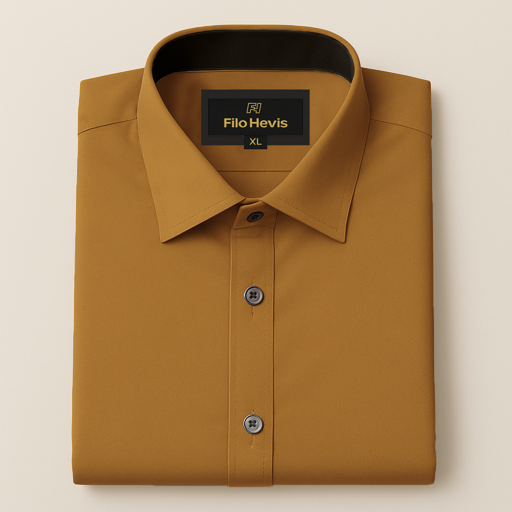 Men’s Premium Mustard/Yellow Shirt | Spread Collar | Comfort-Stretch Fabric | Contrast Inner Collar / Cuff