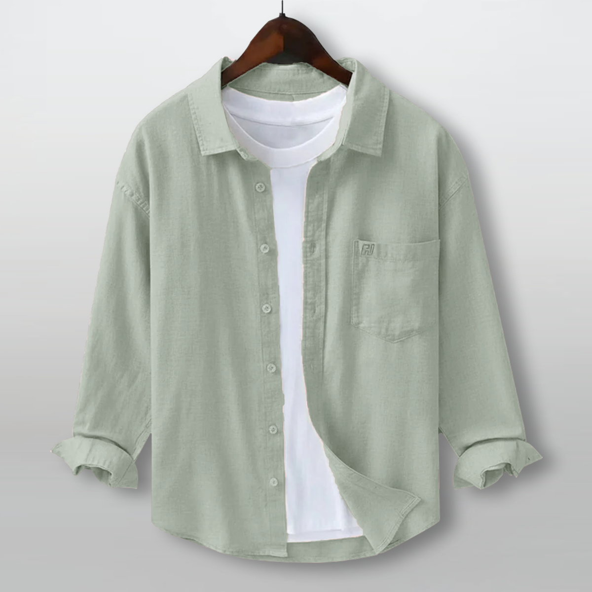 FINE LINEN SHIRTS FOR MEN (Full Sleeves)-Olive