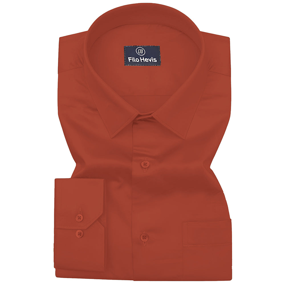 Single pocket 100% cotton formal shirts - Orange