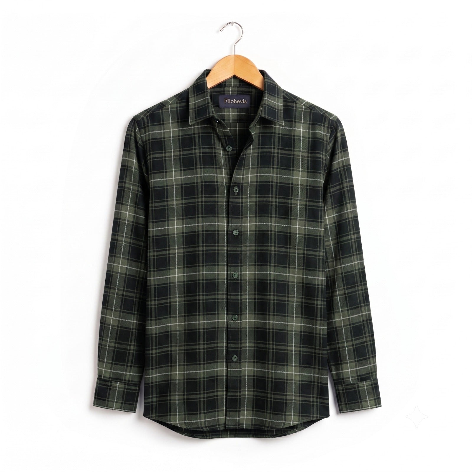 FORMAL COTTON CHECK SHIRTS FOR MEN - Green Plaid (Long Sleeve) My Store