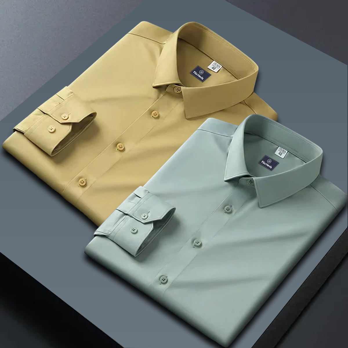 Combo of 2 Formal shirts Yellow & Pista Green Colour My Store