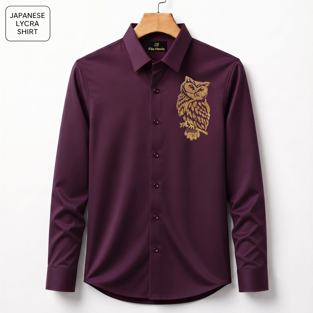Owl Embroidery Party Shirts | Club Wear | Wine