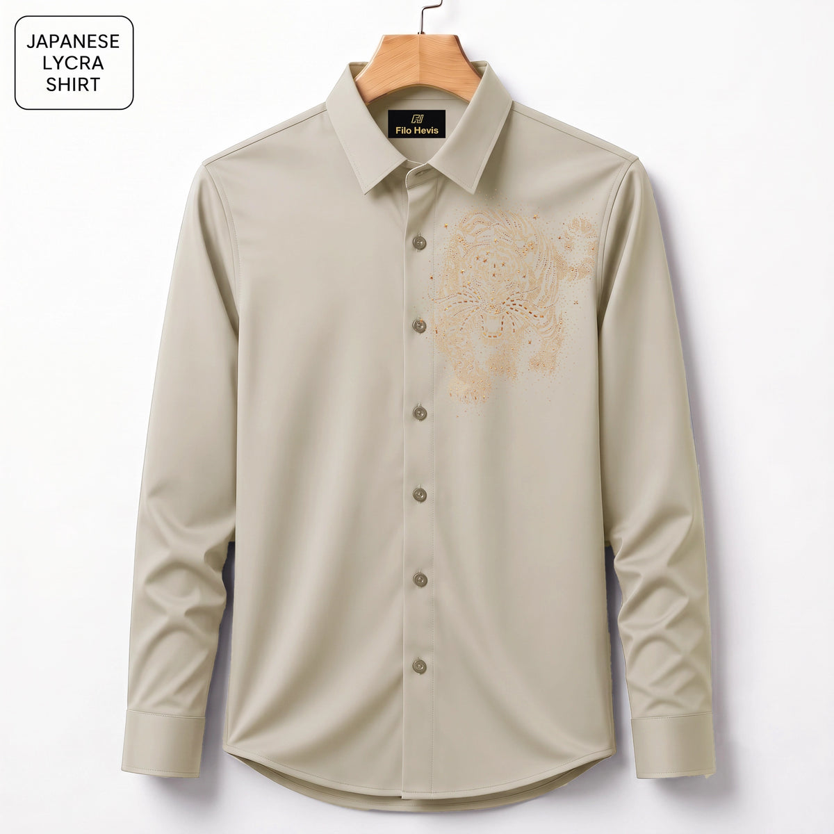 Tiger Embroidery Party Shirts | Club Wear | Cream