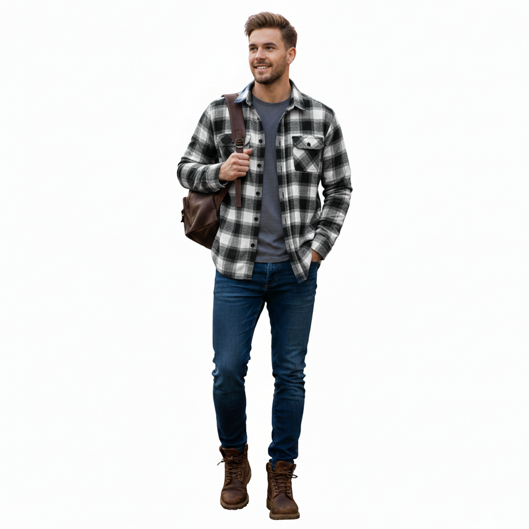 Menβs Black Winter Check Shirt | Full Sleeves