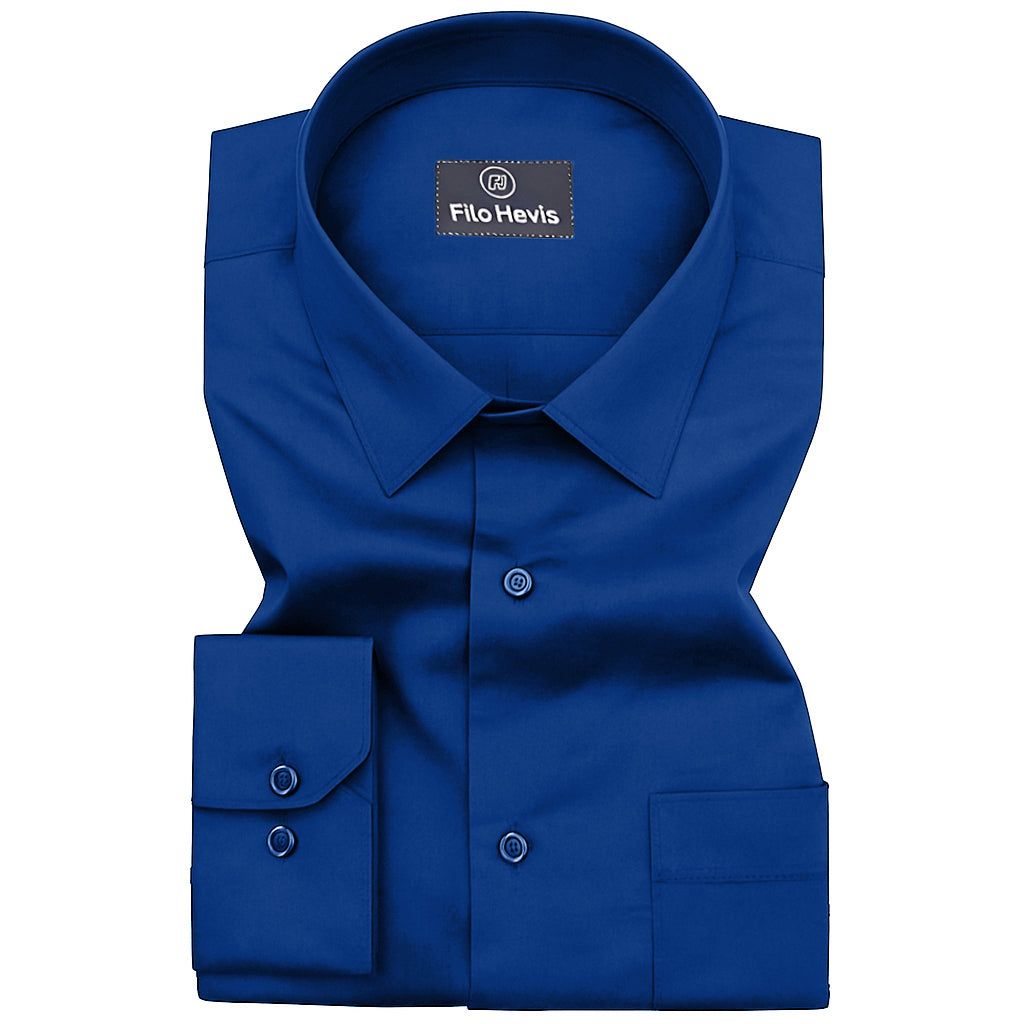 PLATINUM COTTON SATIN FORMAL SHIRT FOR MEN (Single Pocket)-Royal Blue