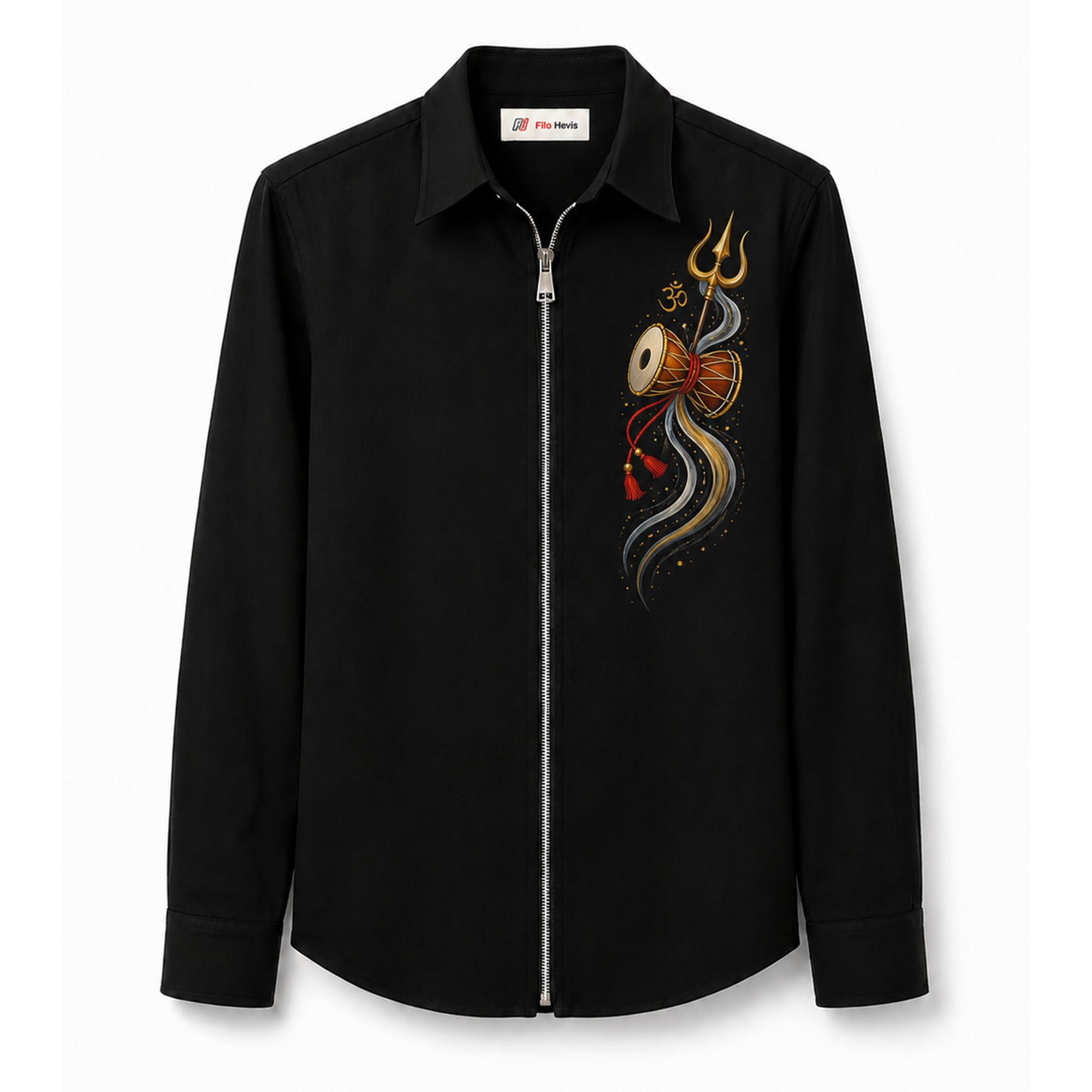 Shiva Trishul Zip-Up Shirt — Hand-Painted Japanese Lycra
