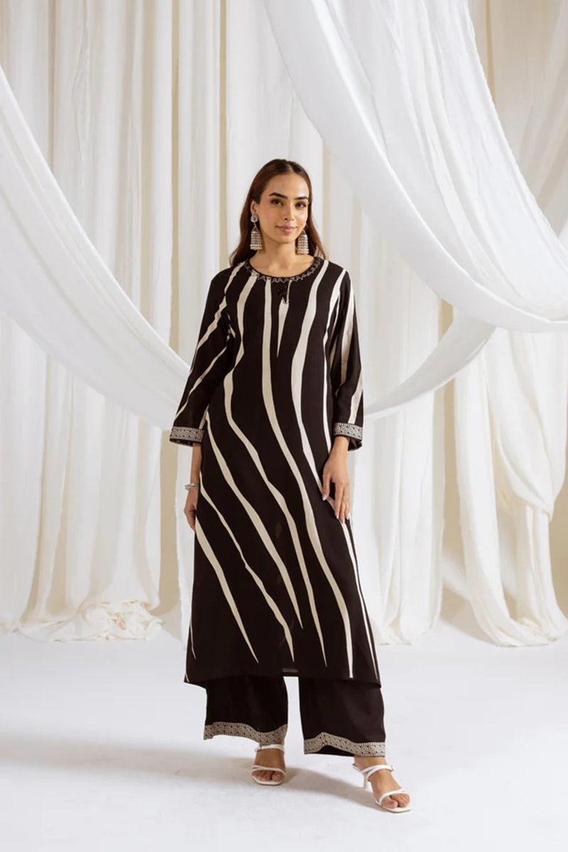 ABSTRACT STRIPED KURTA PALAZZO SET | INDO-WESTERN CORD SET FOR WOMEN | PLUS SIZE AVAILABLE