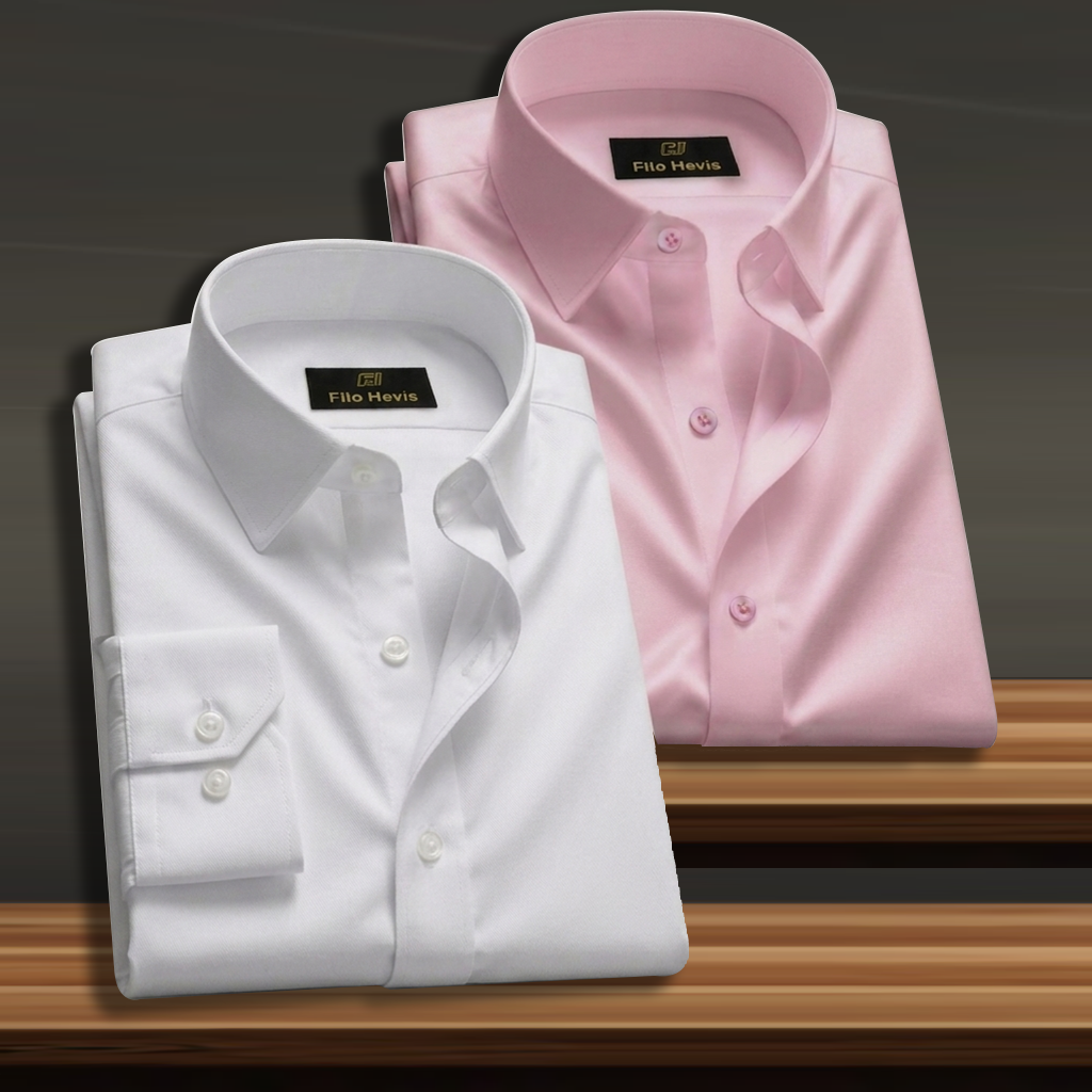 Combo of 2 Formal shirts Light Pink & White Colour My Store