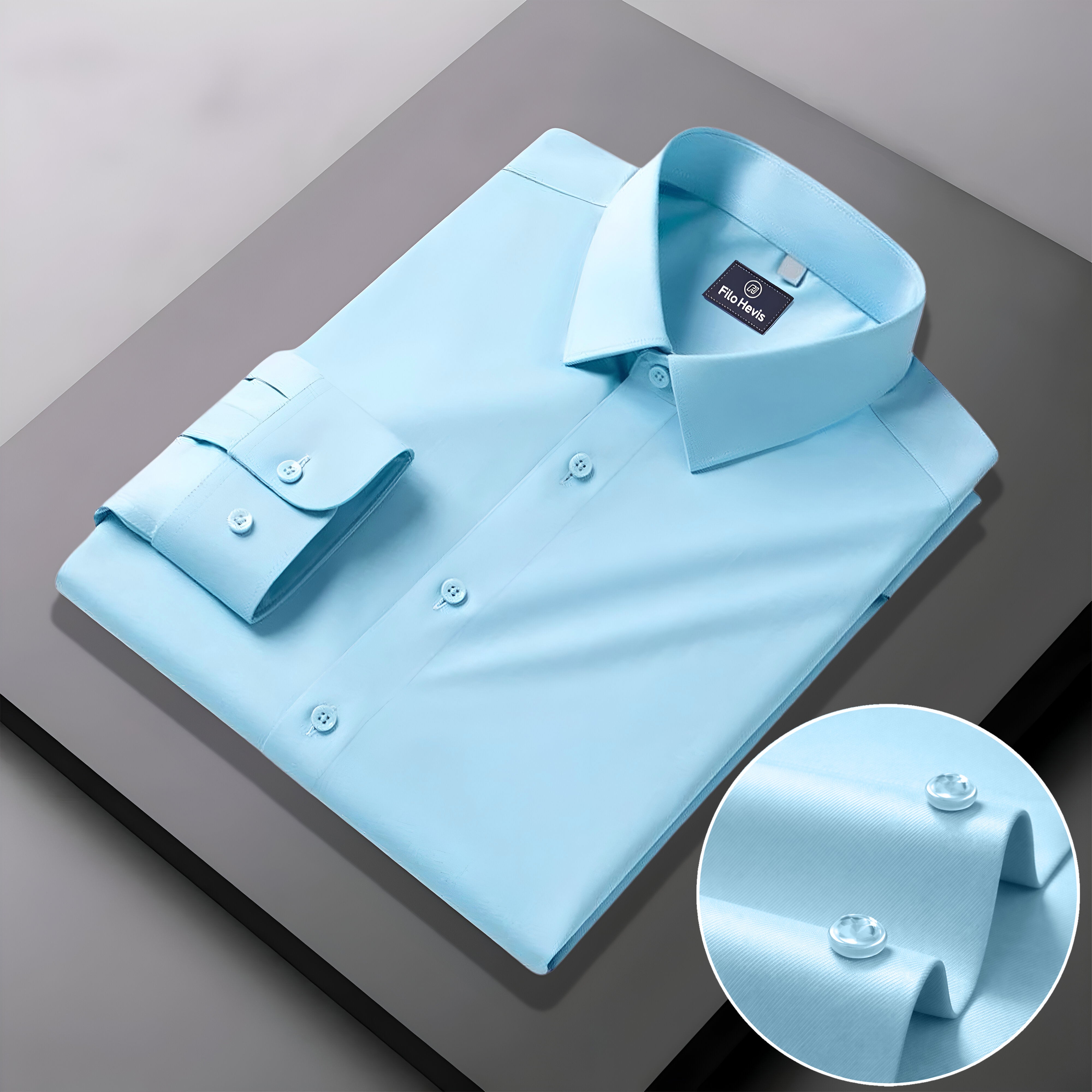 Men's Formal Regular Fit Cotton Full Sleeve Shirt - Sky Blue