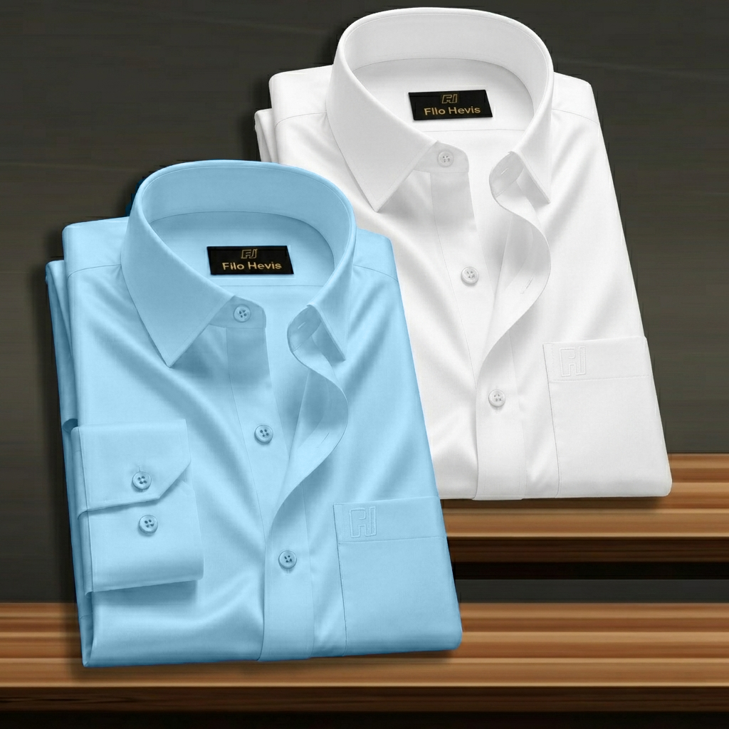 Combo of 2 Formal shirts White & Sky Blue Colour My Store