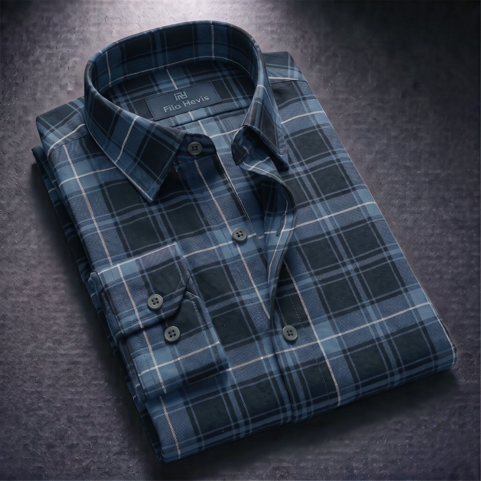 FORMAL COTTON CHECK SHIRTS FOR MEN - Blue Plaid (Long Sleeve)