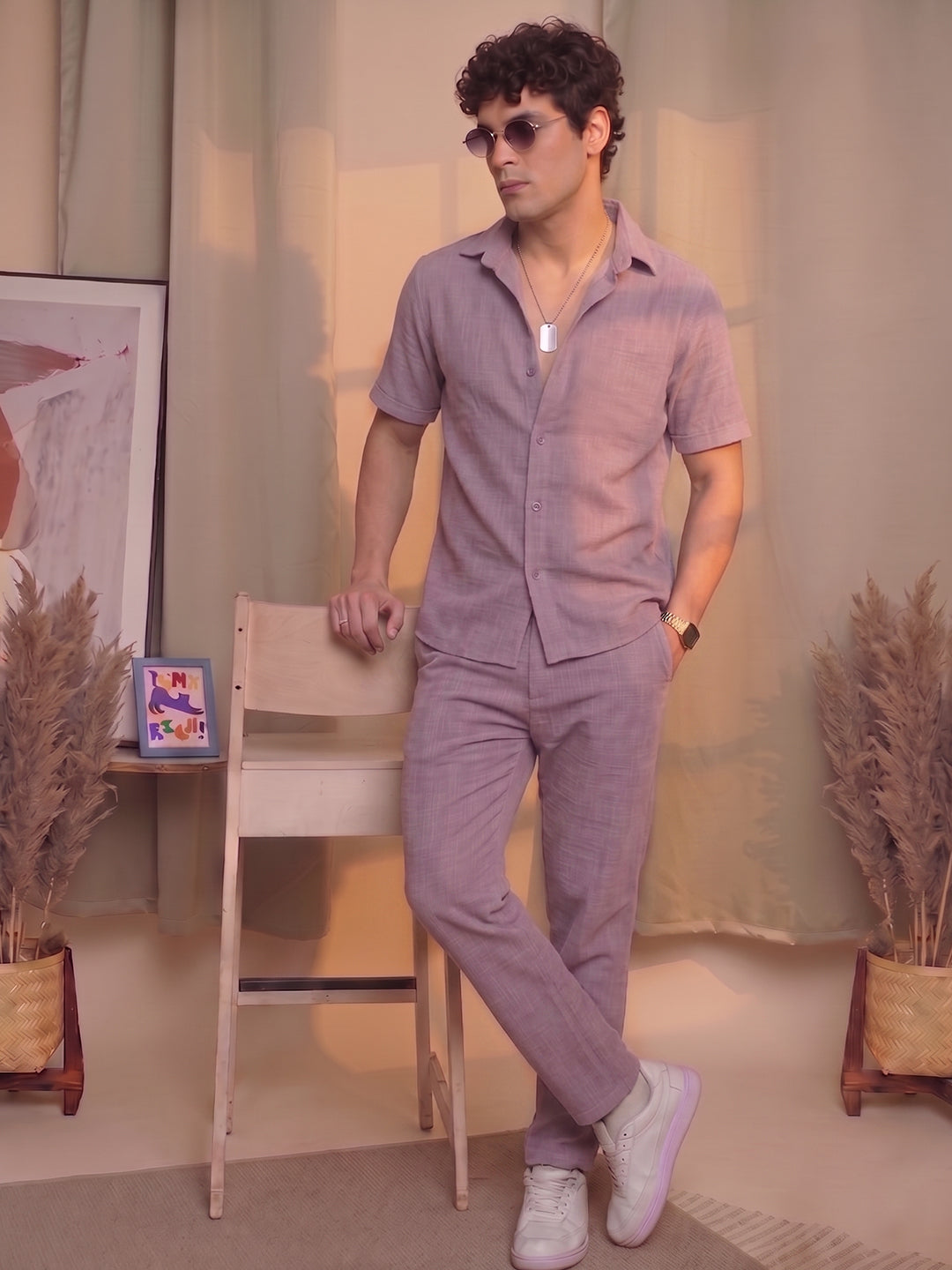 Men’s Premium Cotton Co-Ord Set | Resort Collar Shirt & Trouser Set | Onion