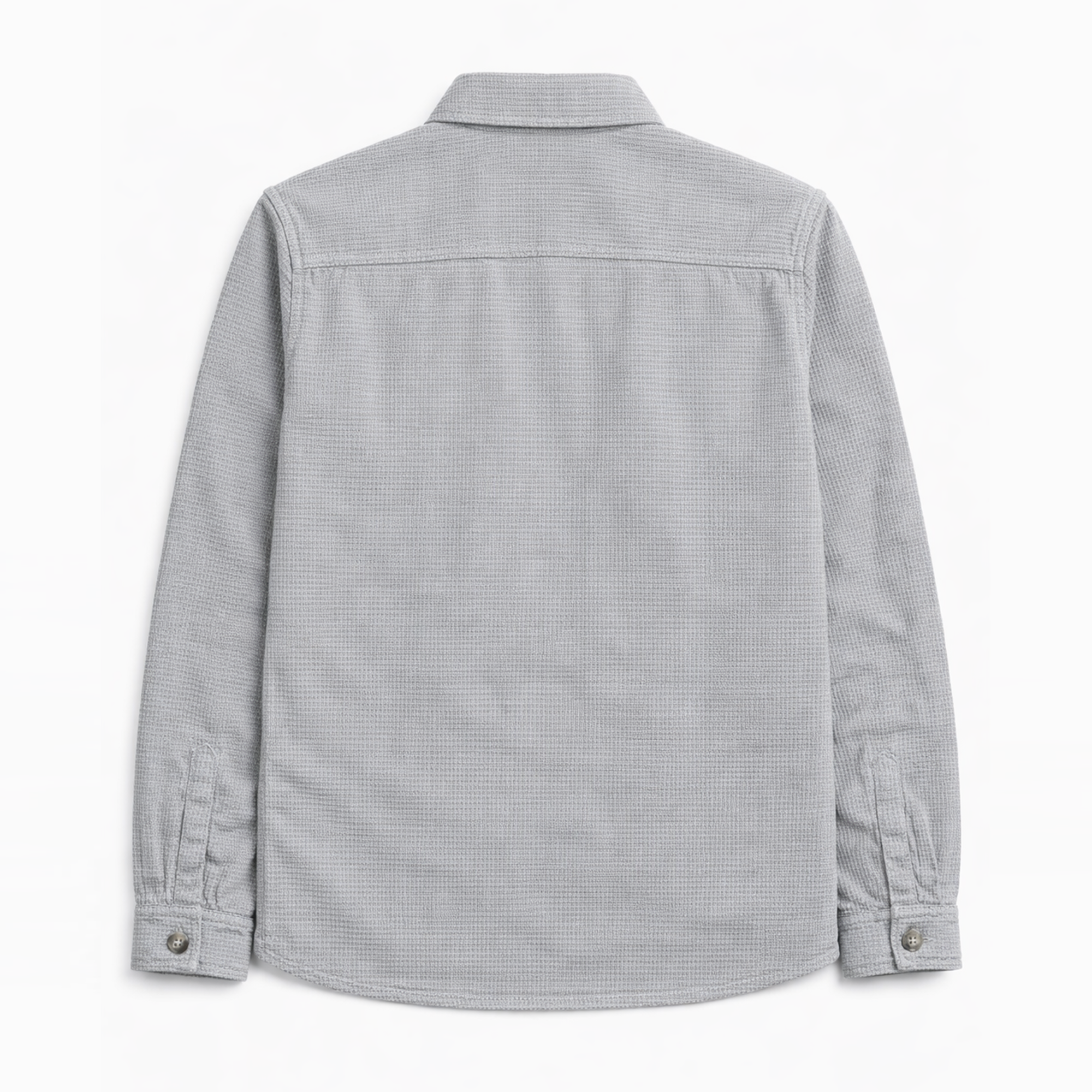 Textured Utility Shirt for Men – Soft Waffle Weave Full Sleeve Shirt-Grey