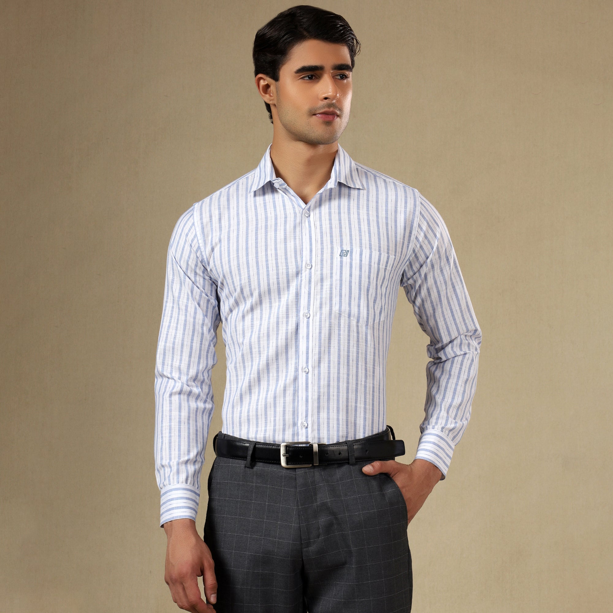 Linen Shirt for Men | Slim fit | Sky Blue Filo Hevis