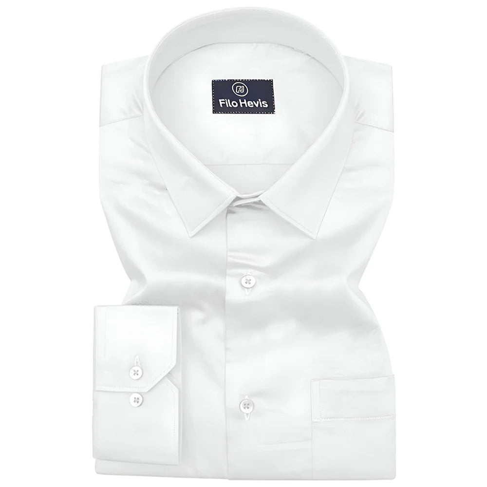 PLUS SIZE FORMAL SHIRTS IN COTTON FOR MEN (Single Pocket)- White PLUS SIZE FORMAL SHIRTS IN COTTON FOR MEN (Single Pocket)- White
