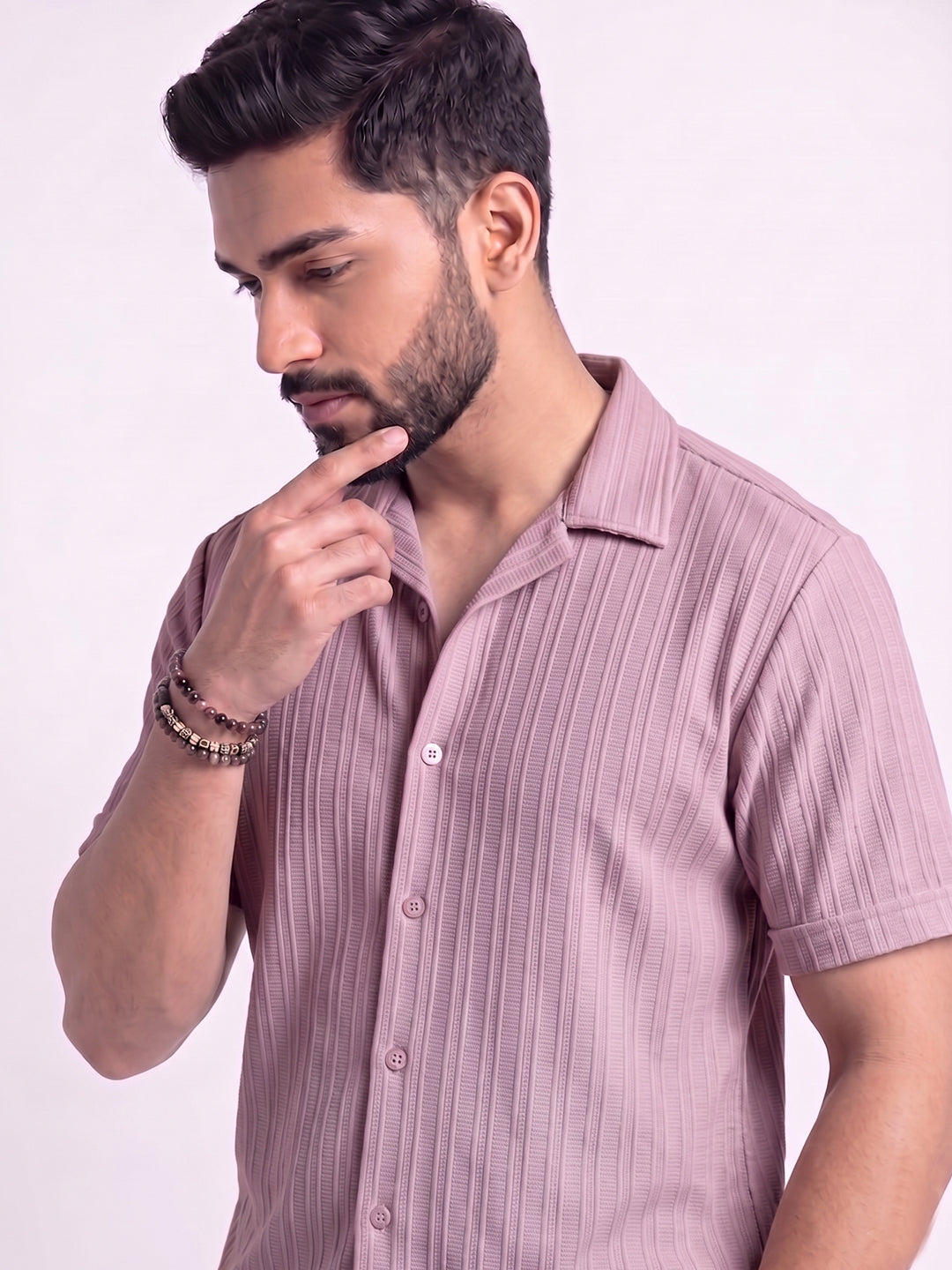 Men’s Light Onion Textured Co-Ord Set – Premium Relaxed Fit Shirt & Trouser Set