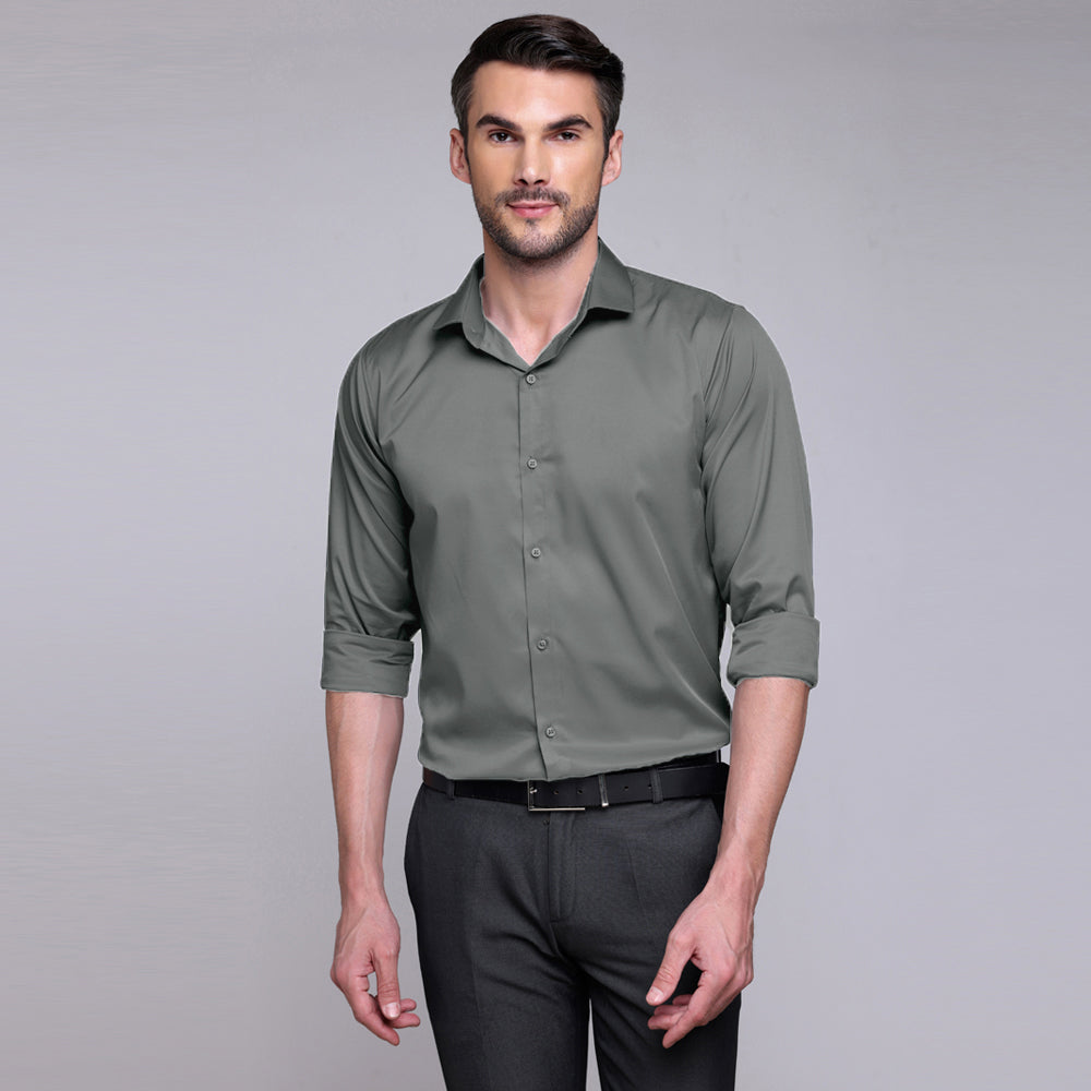 PREMIUM SATIN SHIRT | FORMAL SHIRT FOR MEN | LUXURIOUS SATIN LYCRA PARTY WEAR-Dark Grey Shirt