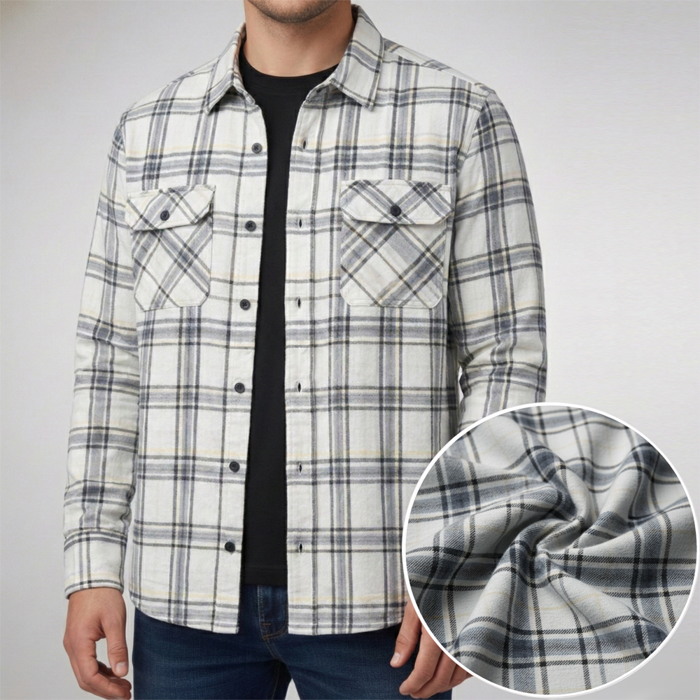 Men’s White Winter Check Shirt | Full Sleeves My Store