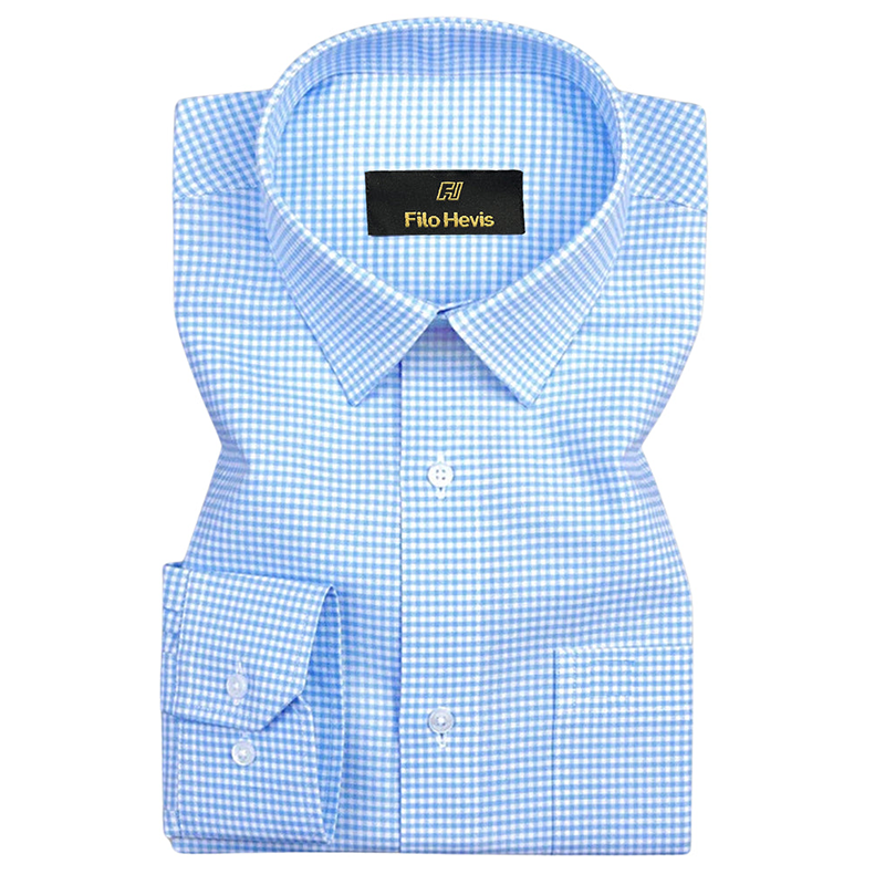 Oxford Cotton Check Shirt for Men |Slim fit | Sky Blue My Store