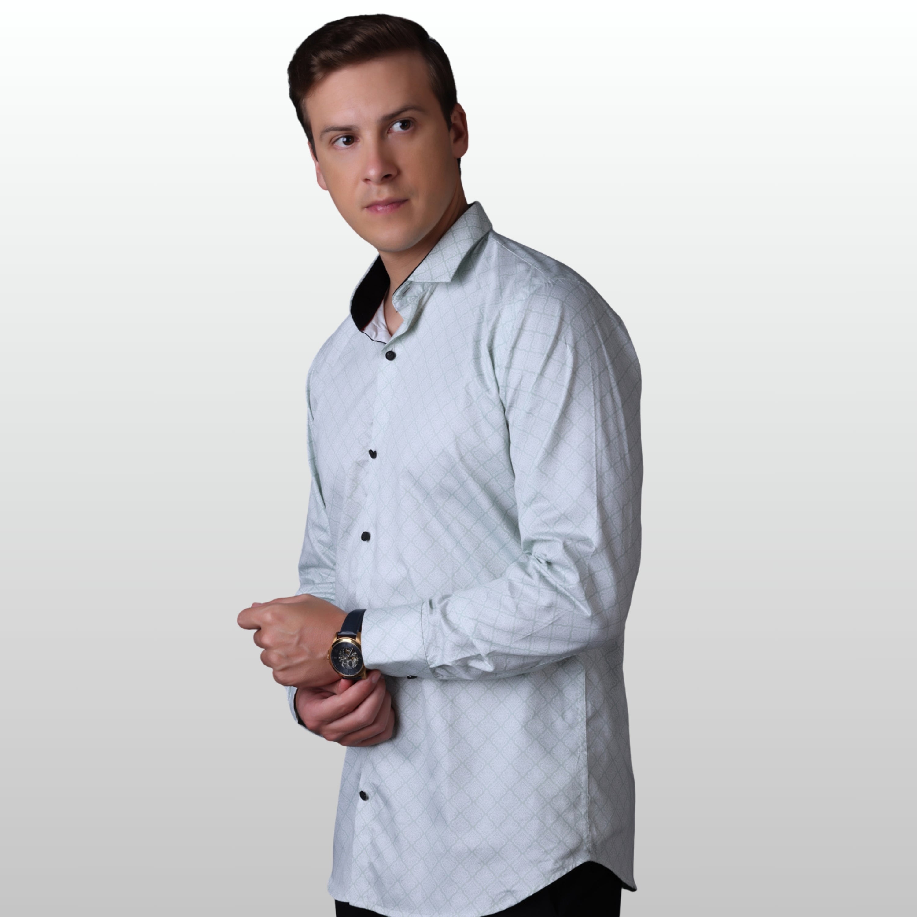 PRINTED SHIRTS | FORMAL & CASUAL SHIRTS FOR MEN | FILO HEVIS GEOMETRIC PRINTS SHIRT COLLECTION-Blue