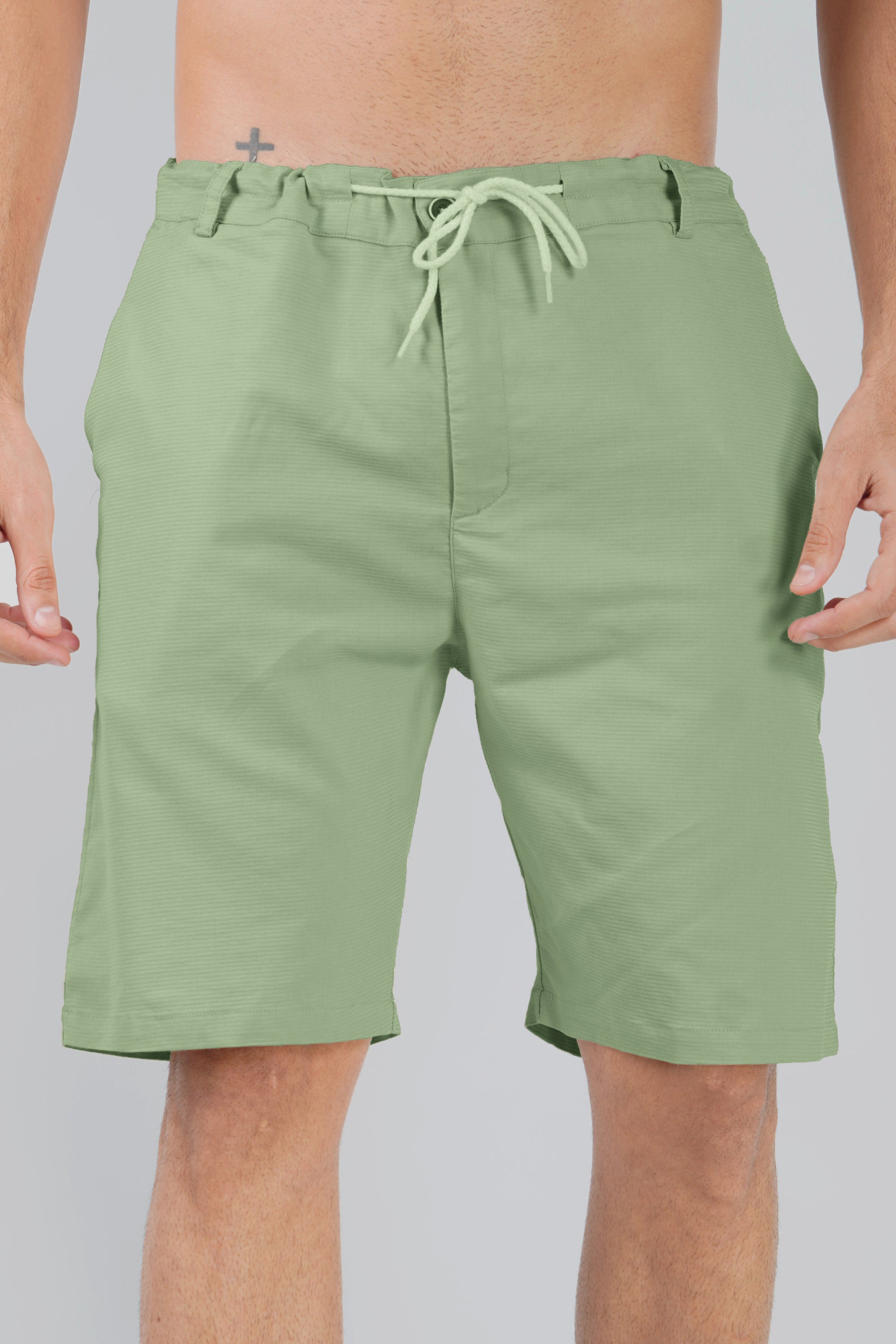Cotton Pista Green Half Pant (Shorts)