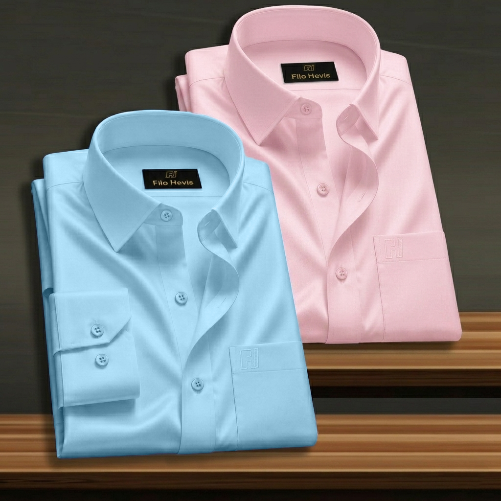 Combo of 2 Formal shirts Light Pink & Sky Blue Colour My Store