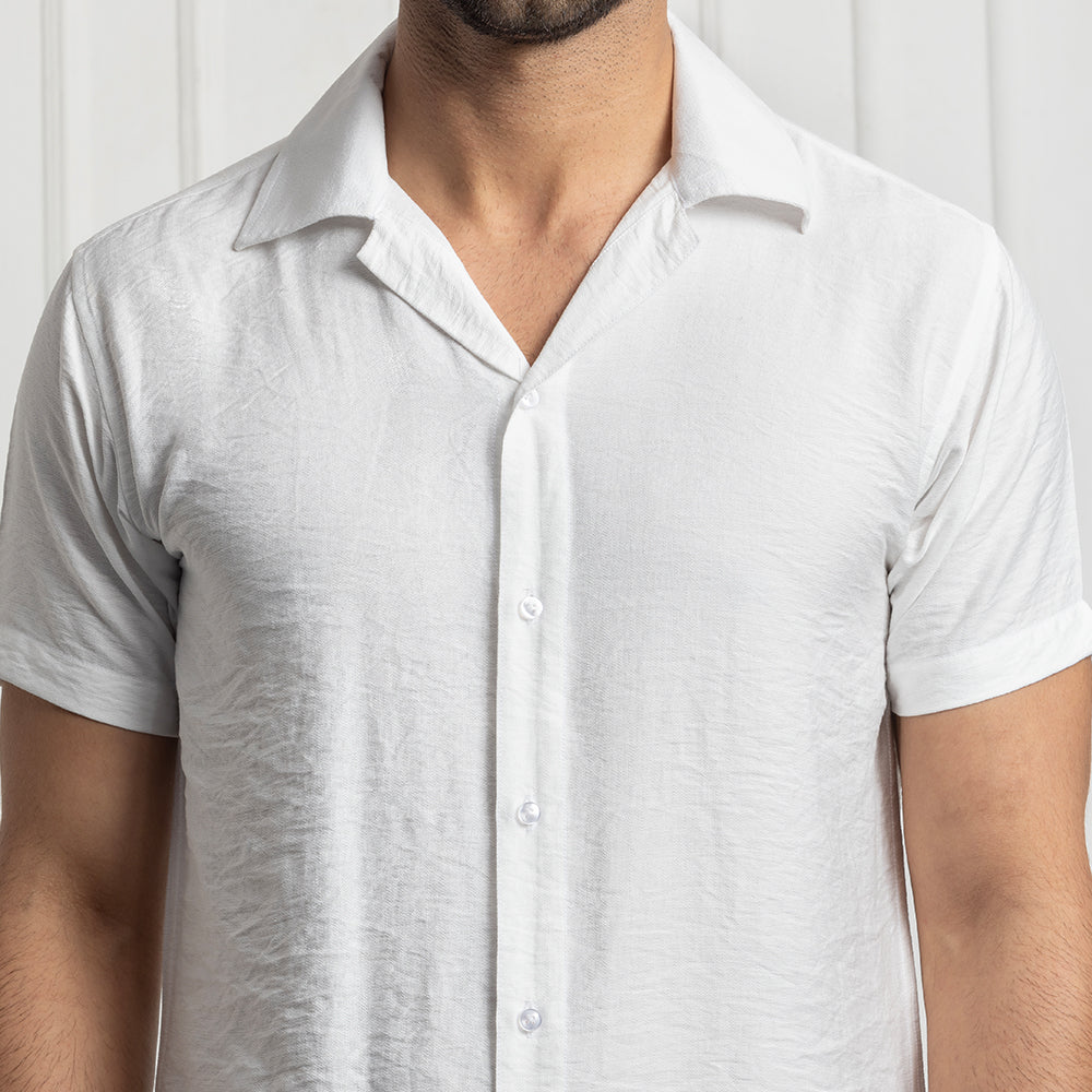 Men's Linen Shirt Co-ords Set- White