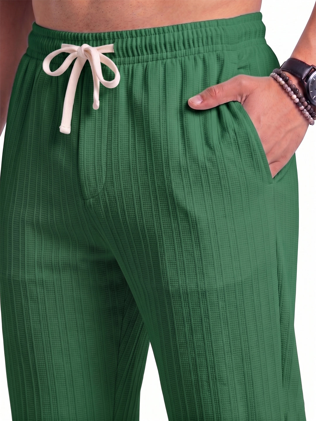 Men’s Mehndi Olive Textured Co-Ord Set – Premium Relaxed Fit Shirt & Trouser Set