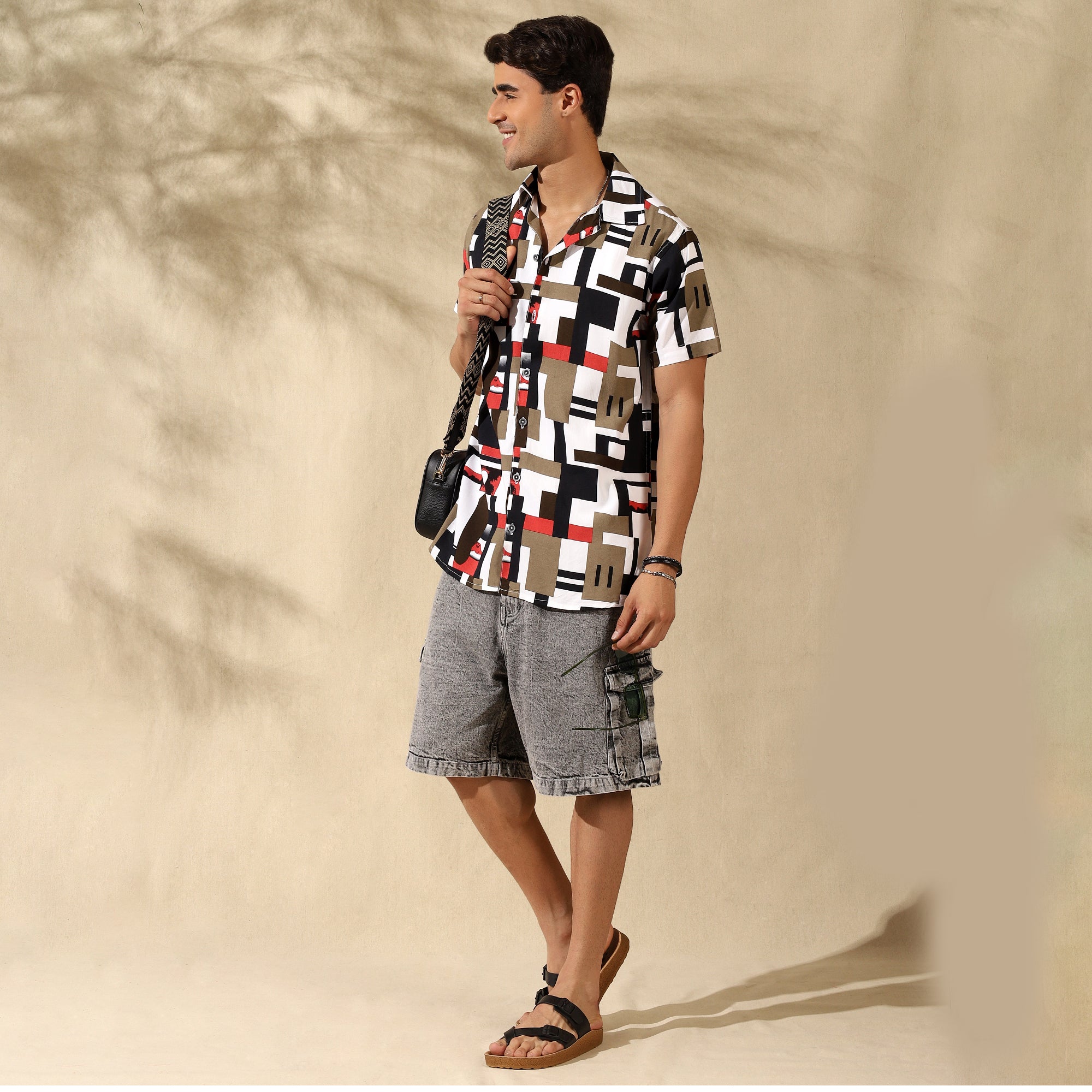 RED HALF CASUAL PRINTED COTTON SHIRT REGULAR FIT FOR MEN Filo Hevis