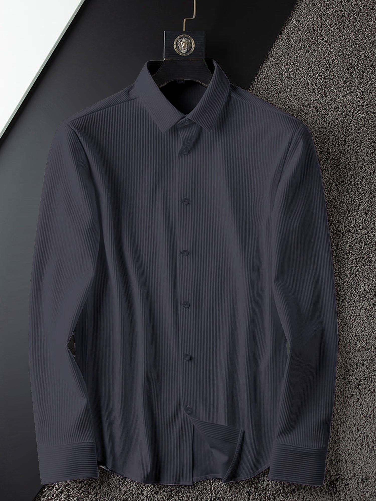 Corduroy Casual Shirts for Men Blended Fabric - Grey