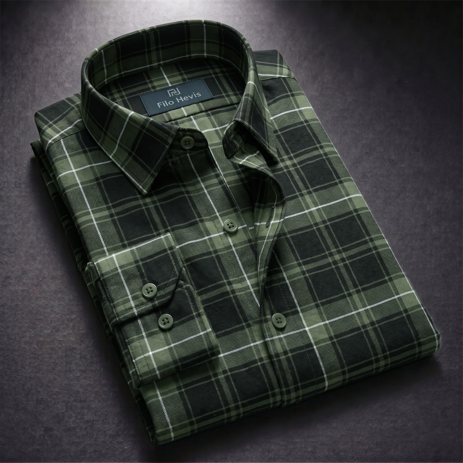FORMAL COTTON CHECK SHIRTS FOR MEN - Green Plaid (Long Sleeve)