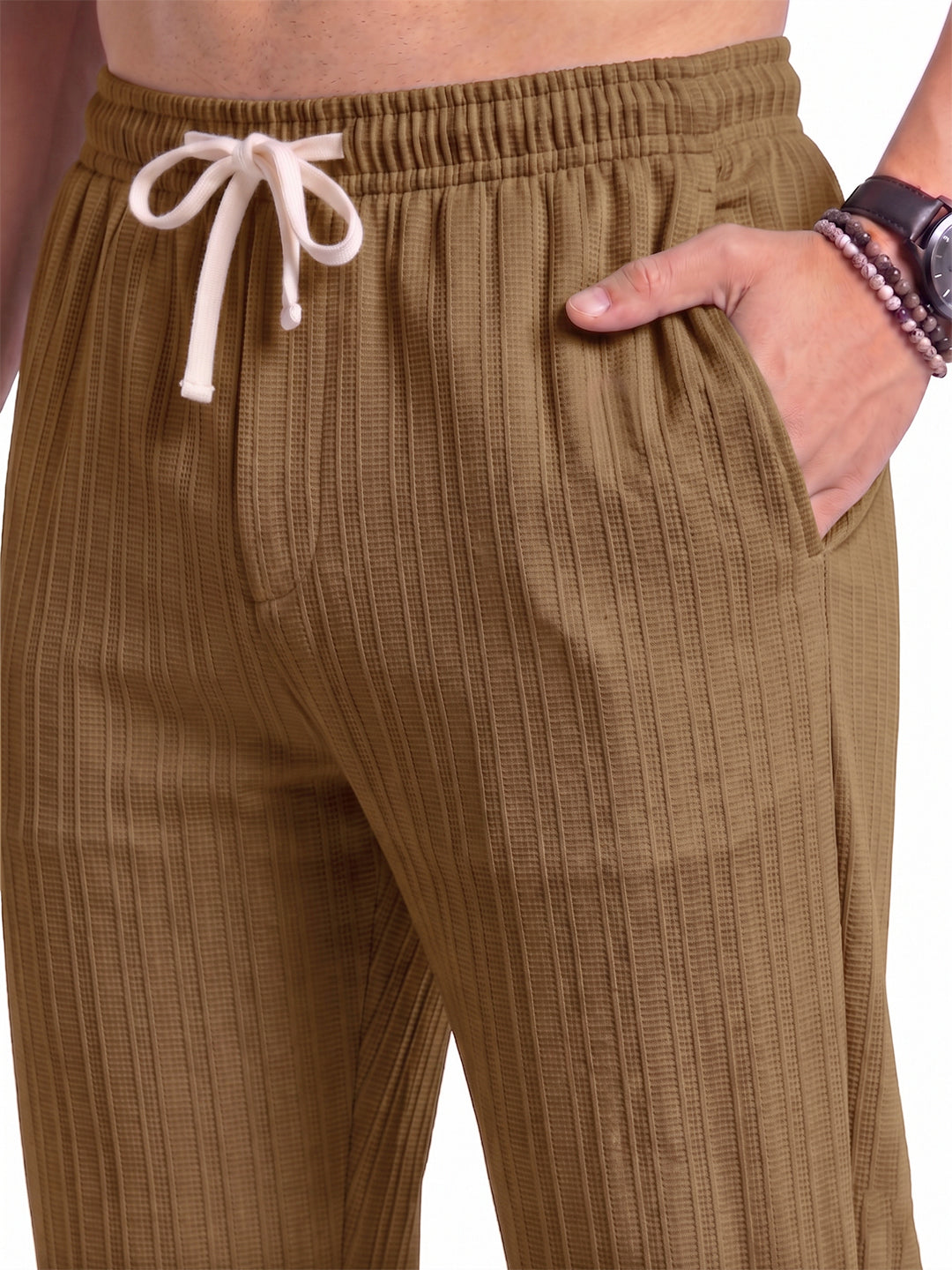 Men’s Beige extured Co-Ord Set – Premium Relaxed Fit Shirt & Trouser Set