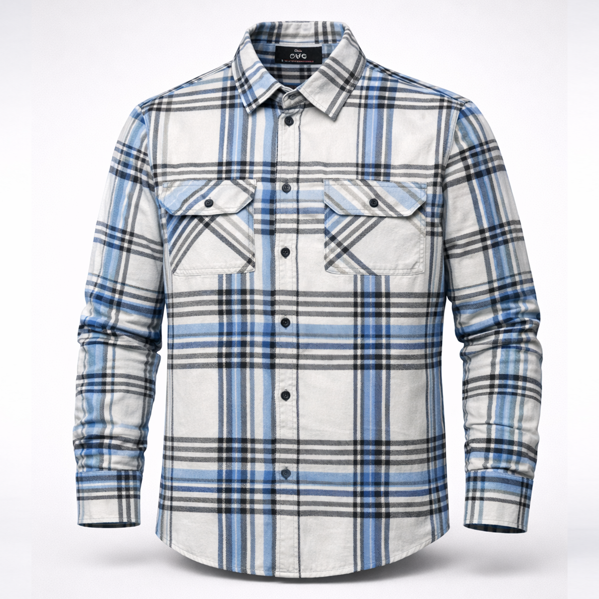 Men’s Blue White Winter Check Shirt | Full Sleeves
