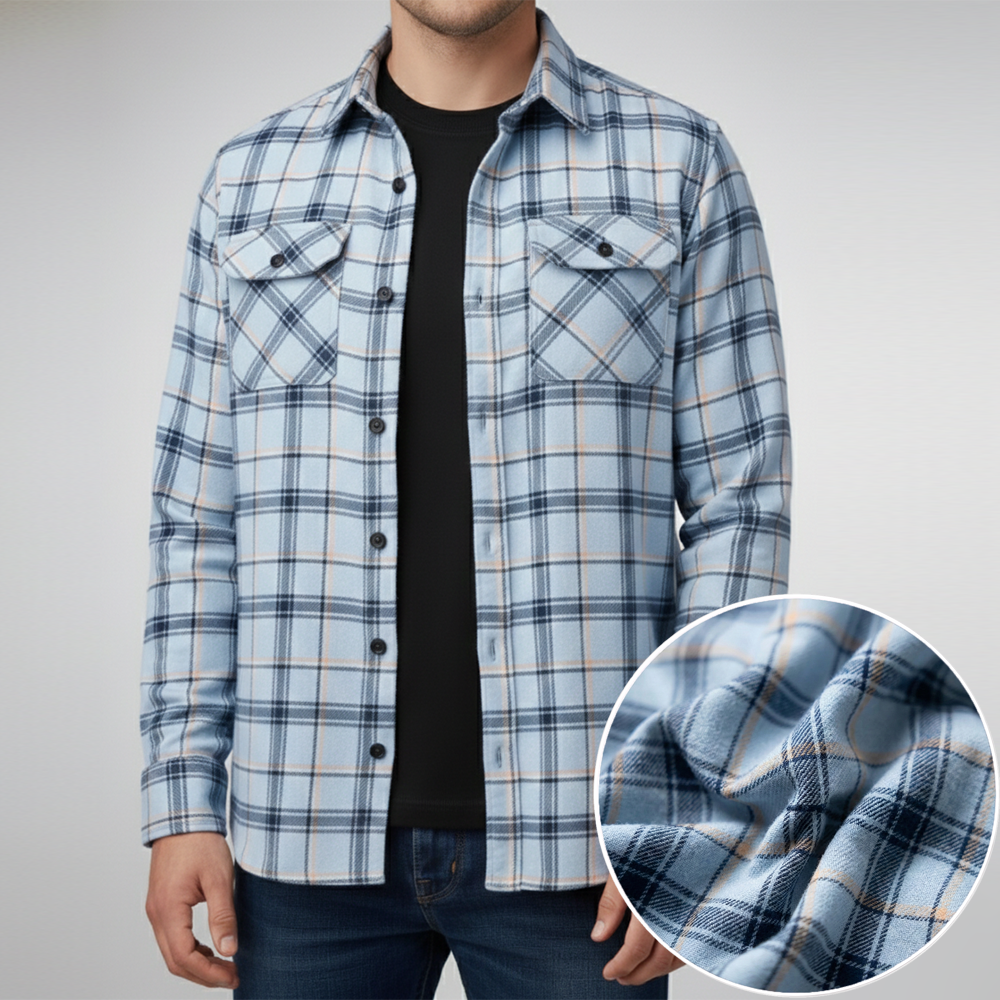 Men’s Sky Blue Winter Check Shirt | Full Sleeves